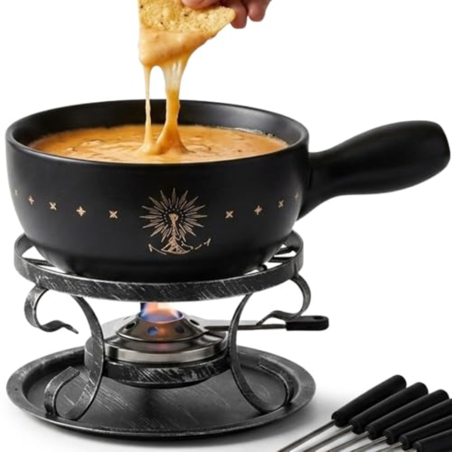 Fondue Pot Ceramic - Ceramic Fondue Pot Set for Cheese