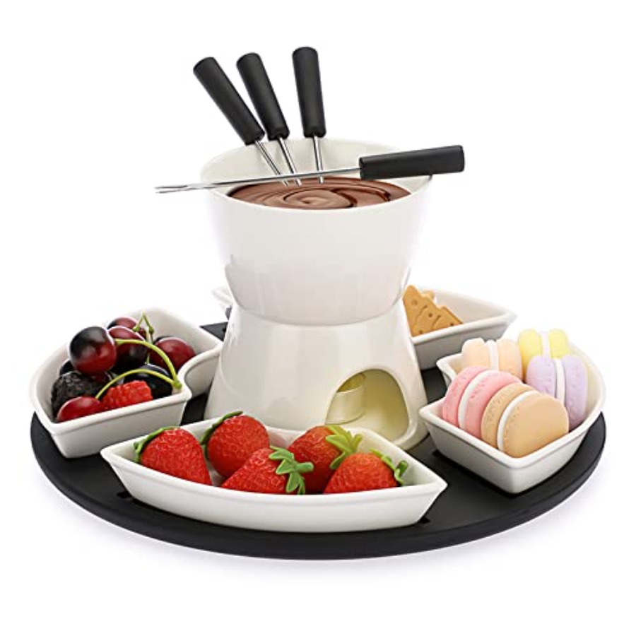 Fondue Pot Ceramic - BSTKEY 300ML Ceramic Butter Warmer Set