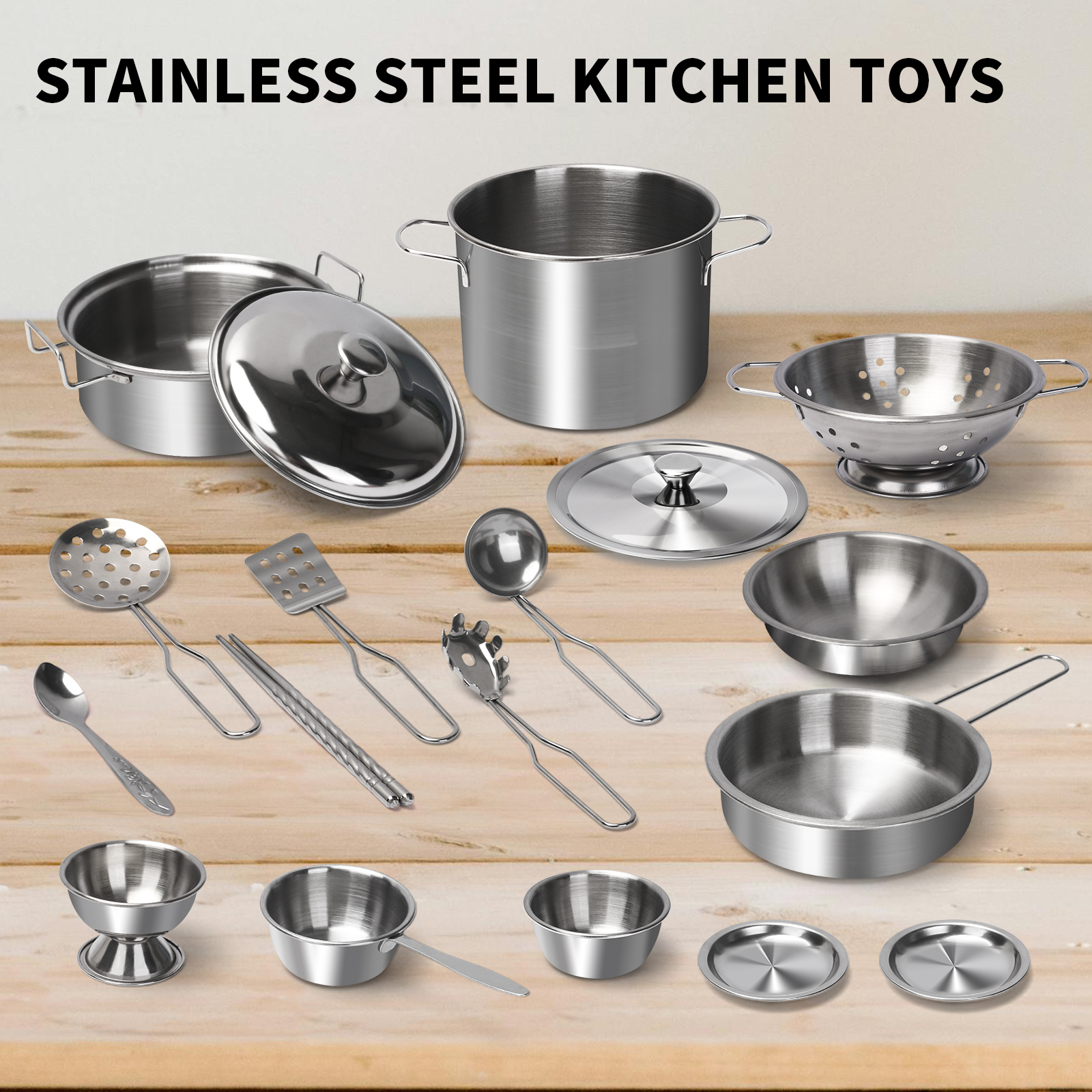Paella Pan Steel - Stainless Steel Kids Kitchen Toy Set