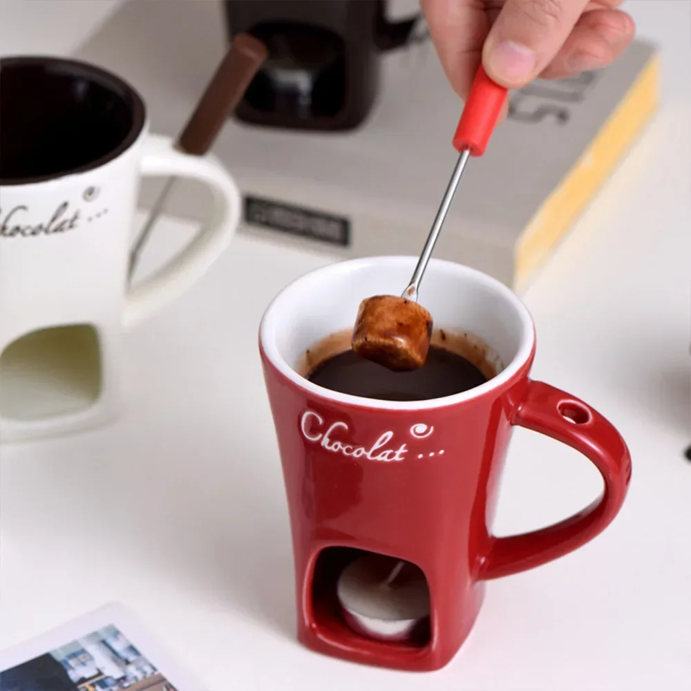 Fondue Pot Ceramic - New Small Fondue Mug Set Personal