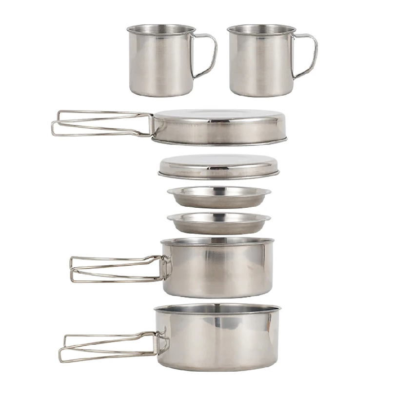 8pcs/Set Camping Cookware Mess - مراجعة Paella Pan Steel وسعره