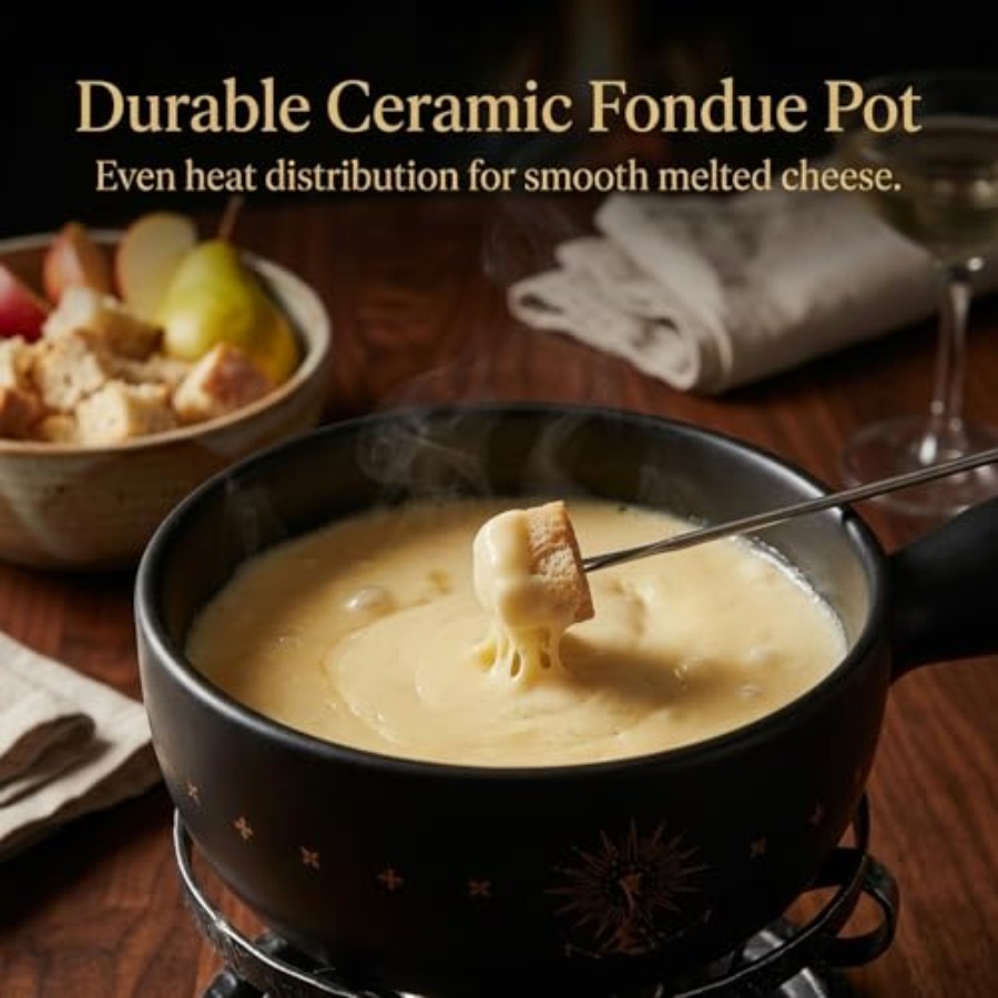 Ceramic Fondue Pot Set for Che - مراجعة Fondue Pot Ceramic وسعره