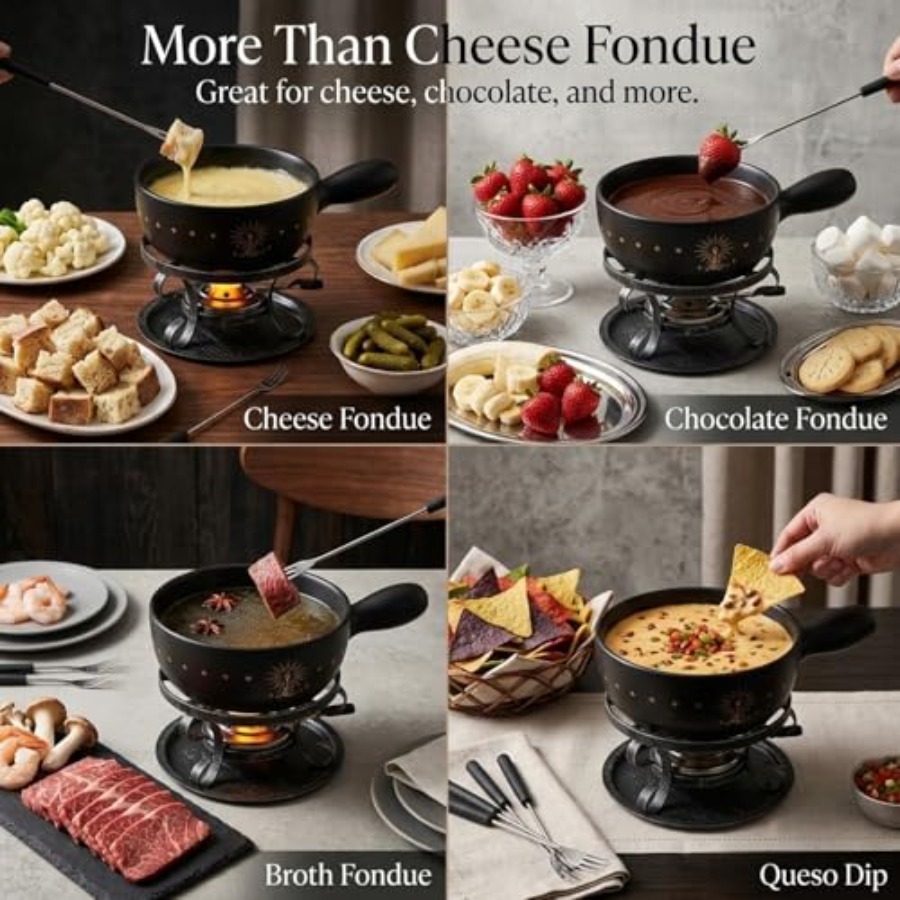 Ceramic Fondue Pot Set for Che - مراجعة Fondue Pot Ceramic وسعره