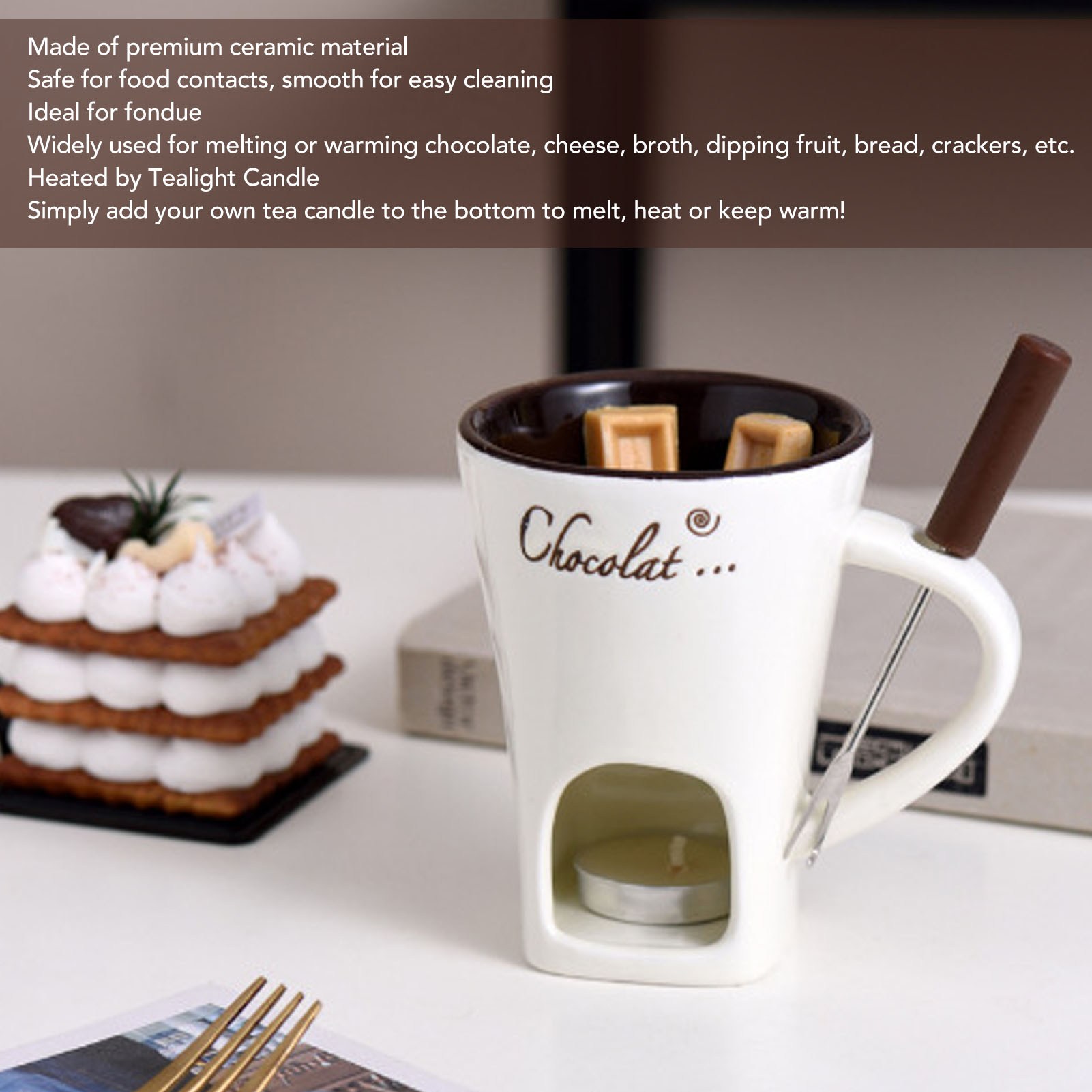 Chocolate Melting Fondue Mug C - مراجعة Fondue Pot Ceramic وسعره