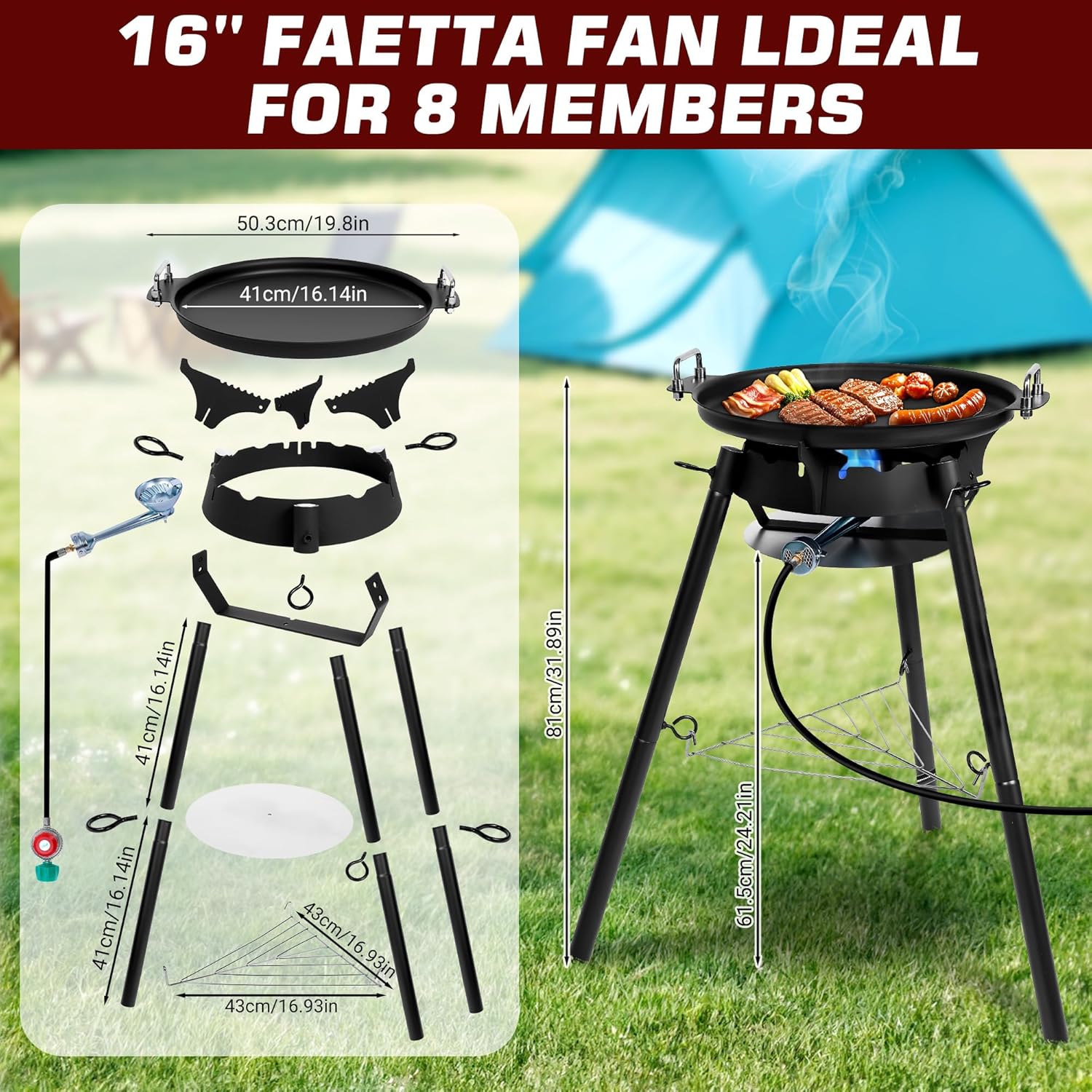 Paella Pan Set with Burner, 16 - مراجعة Paella Pan Steel وسعره