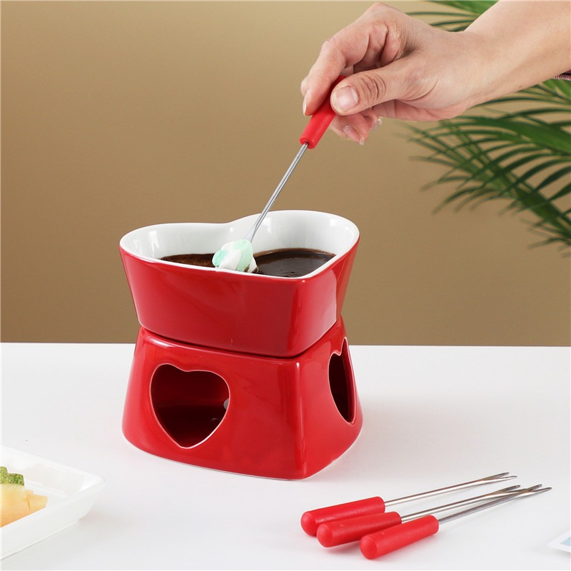320ml Ceramic Heart-Shaped Fon - مراجعة Fondue Pot Ceramic وسعره