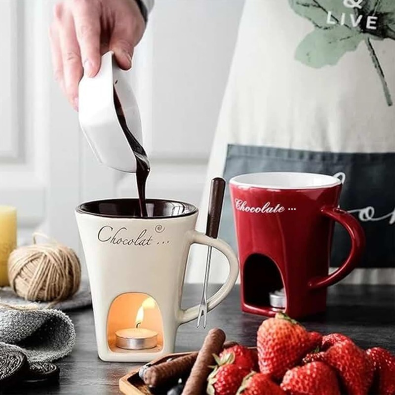 Chocolate Melting Cup Chocolat - مراجعة Fondue Pot Ceramic وسعره