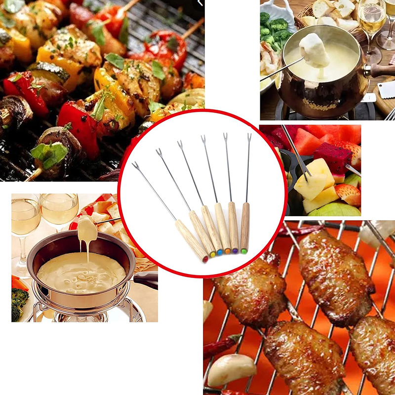 6Pcs Stainless Steel Fondue Fo - مراجعة Fondue Pot Ceramic وسعره