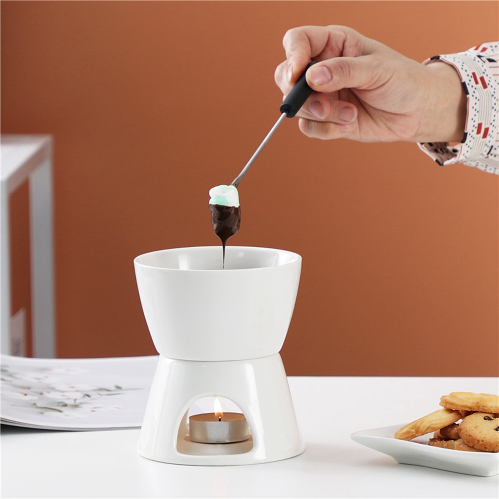 Ceramic Chocolate Cheese Fondu - مراجعة Fondue Pot Ceramic وسعره